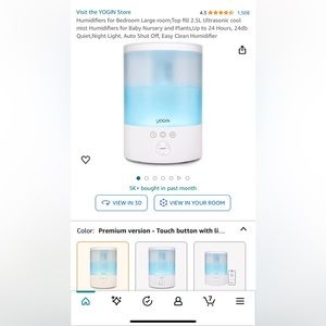 Ultrasonic Cool Mist Moisturizing Humidifier. Great for babies, elderly any spa